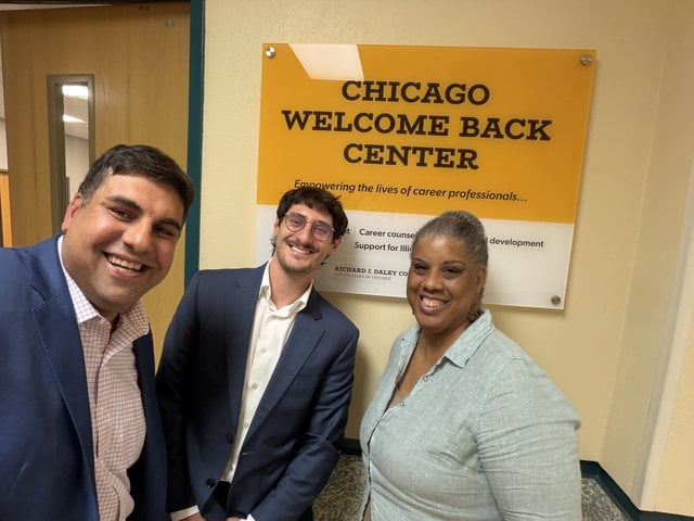 Mukul Bakhshi and Chris Fell at the Chicago Welcome Back Center